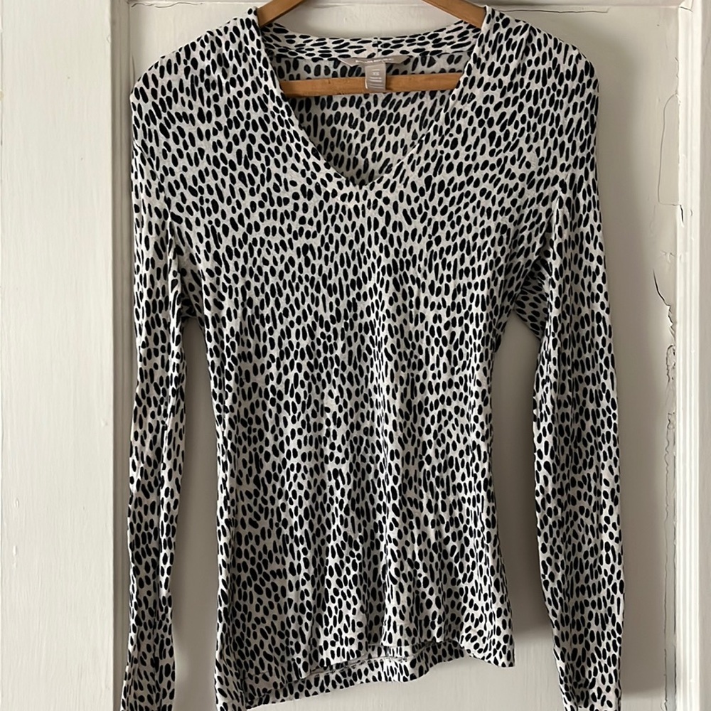 Banana Republic XS petite wool leopard v-neck